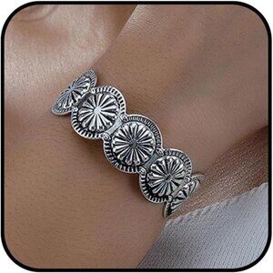 Long tiantian Western Bracelets for Women Turquoise Bracelet Silver Cuff